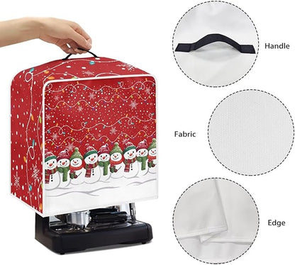 Christmas Snowflake Coffee Maker Cover Dust Protection with Top Handle Washable Portable Replacement