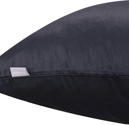 Thmyo 4-Pack 100% Cotton Comfortable Solid Decorative Throw Pillow Case Square Cushion Cover Pillowcase Sublimation Blank Pillow Covers Christmas DIY Throw Pillowcase for Sofa(22x22inch/55x55cm,Black)