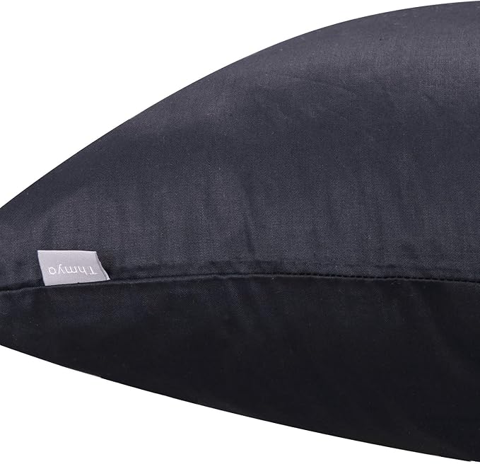 Thmyo 4-Pack 100% Cotton Comfortable Solid Decorative Throw Pillow Case Square Cushion Cover Pillowcase Sublimation Blank Pillow Covers Christmas DIY Throw Pillowcase for Sofa(20x20inch/50x50cm,Black)