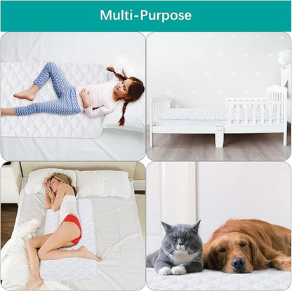 Crib Mattress Protector Pad Cover Quilted Waterproof Incontinence Bed Pads Wetting Protection Pad 52" x 28" Reusable & Non-Slip Potty Training Pads for Toddlers (Quilted Improved Thickness)
