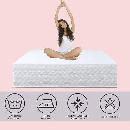 Queen Bed Skirt-Box Spring Cover with 14 Inch Tailored Drop,Wrinkle and Fade Resistant Hotel Wrap Around Bed Skirts,Bed Frame Cover (Checkered White, Queen)