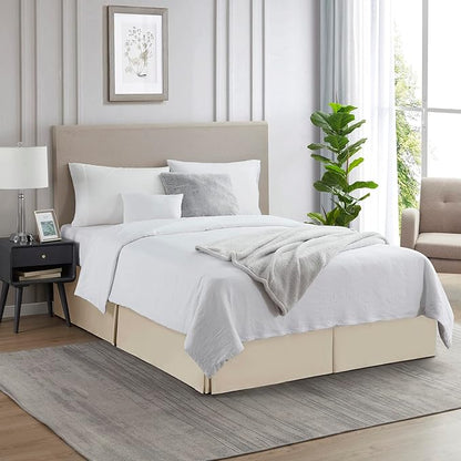 Nestl Cream Full Bed Skirt - Full Size 14 Inch Drop - Brushed Microfiber Hotel Quality Pleated Bed Skirt - Shrinkage & Fade Resistant