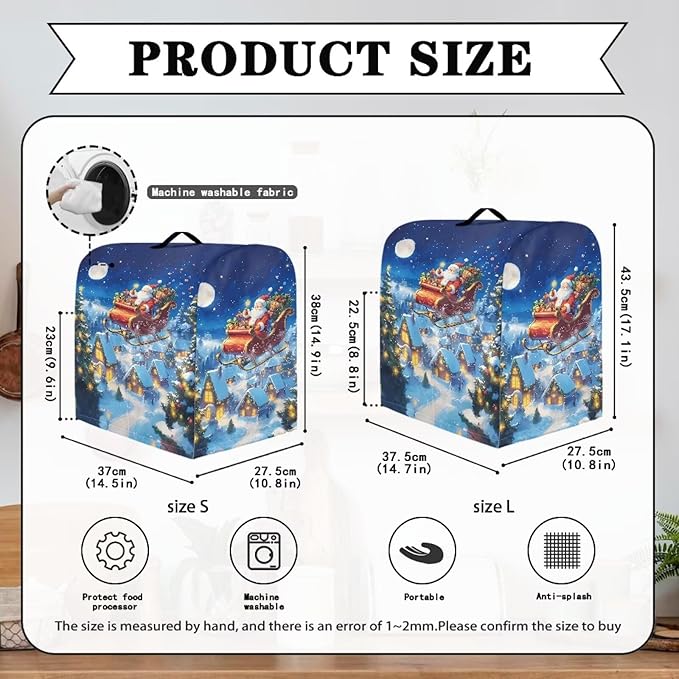 Christmas Stand Mixer Covers Kitchen Appliance Dust Cover Protective Santa Claus Mixer Cover Compatible with 4.5-5 Quart Kitchen Aid Mixer