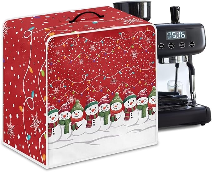 Christmas Snowflake Coffee Maker Cover Dust Protection with Top Handle Washable Portable Replacement