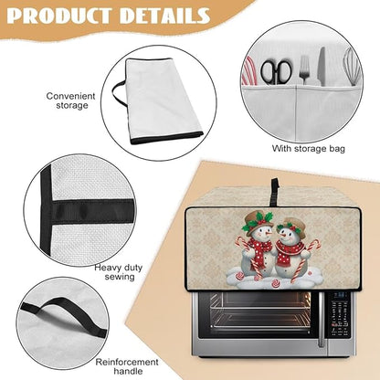 Air Fryer Toaster Oven Dust Cover Protective Microwave Oven Cover Small Appliance Protector Decorations Kitchen Accessories for Christmas, M, Snowman Candy Cane Floral Pattern Beige