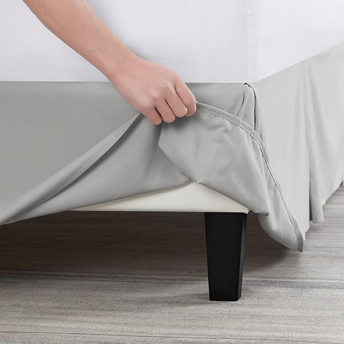 Nestl Silver Twin Bed Skirt - Twin Size Bed Skirt 14 Inch Drop - Brushed Microfiber Bed Skirts - Hotel Quality Pleated Bed Skirt - Shrinkage & Fade Resistant