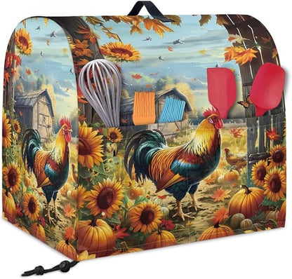 Stand Mixer Cover Rooster Sunflower Stand Mixer Dust Cover Kitchen Counter Food Processor Covers Dust Protection Stand Coffee Maker Home Kitchen Appliance Decor