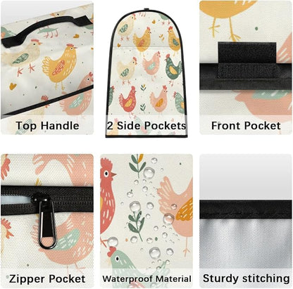 Kitchen Appliance Cover - Stand Mixer & Coffee Maker Dust Cover - Cute Hen Design - Fits 6-8 Quart Mixers - Polyester Fabric with Pockets