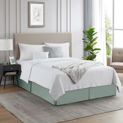 Nestl Sage Green Twin XL Bed Skirt - Twin XL Size Bed Skirt 14 Inch Drop - Brushed Microfiber Bed Skirts - Hotel Quality Pleated Bed Skirt - Shrinkage & Fade Resistant