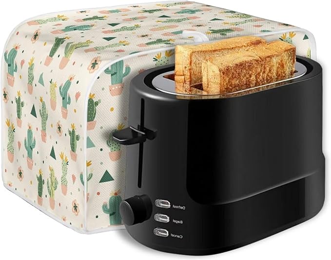 ZFRXIGN Cactus Toaster Cover 4 Slice Wide Slot Toaster Dust Covers Oven Cover Stain Resistant Kitchen Small Appliance Cover with Top Handle Home Decor Mexican Toaster Cover Beige
