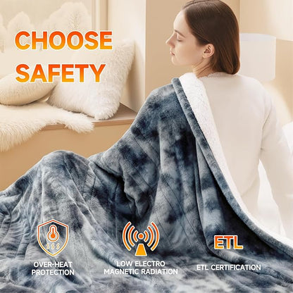 Heated Blanket Electric Throw Blanket 50"x60" Fast Heating Electric Blanket with 5 Heat Levels & 4 Hours Auto-Off Overheat Protection Cozy Soft Flannel Heated Throw Blanket