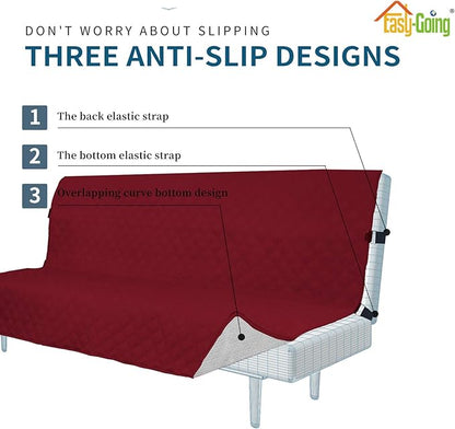 Easy-Going Sofa Slipcover Futon Cover Waterproof Couch Cover Furniture Protector Cover Pets Covers Whole Fabric No Stitching Non-Slip Fabric Pets Kids Children Dog Cat (Futon, Christmas Red)