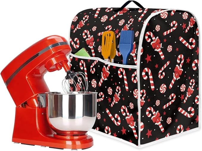 Christmas Mixer Cover Compatible for 6-8 Quart Kitchen Mixer Decorative Kitchen Appliance Dust Cover with Top Handle and Accessories Pocket Christmas Decoration