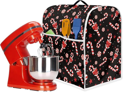 Christmas Mixer Cover Compatible for 6-8 Quart Kitchen Mixer Decorative Kitchen Appliance Dust Cover with Top Handle and Accessories Pocket Christmas Decoration