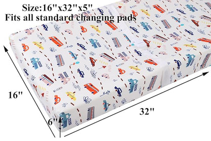 Changing Pad Cover Set 3 Pack Jersey Knit Ultra Soft for Baby Boys Girls Rocket Satellite/Car/Bus
