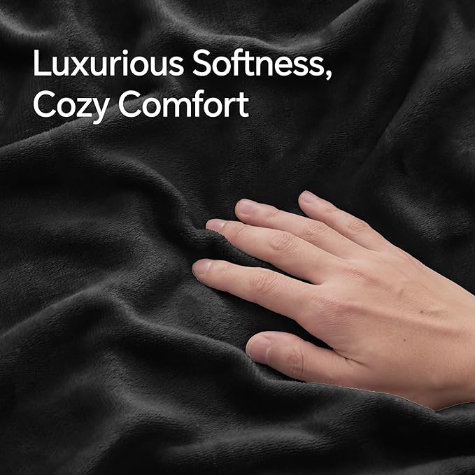 BEDELITE Flannel King Size Pillow Cases Set of 2, Super Soft Fleece Pillowcases with Zipper for Bedroom, Sofa, Couch,Luxury Cozy Fuzzy Velvet Pillow Shams for All Seasons(20x40 Inches,Black)