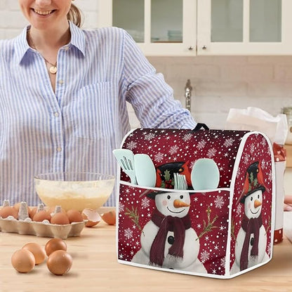 Christmas Mixer Cover for Kitchen Aid 6-8 Qt Mixer, Snowman Small Appliance Dust Covers Universal for Air Fryers, Coffee Makers, Kitchen Decor Gift for Christmas