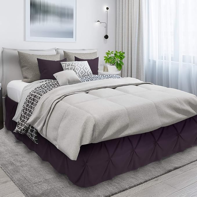 Nestl Purple Bed Skirt - King Size, Pinch Pleat, 14" Drop, Hotel Quality, Premium Microfiber