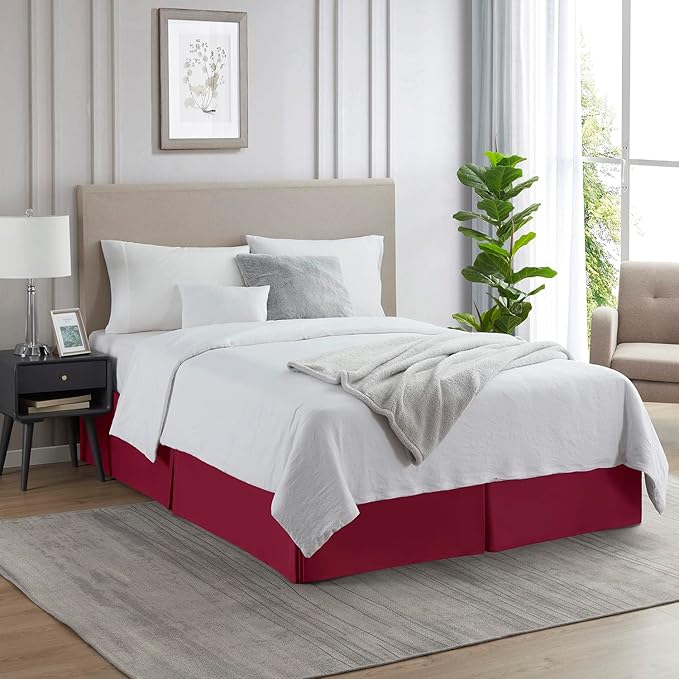 Nestl Red Heaven Bed Skirt King Size - King Bed Skirt 14 Inch Drop - Brushed Microfiber Bed Skirts - Hotel Quality Pleated Bed Skirt - Shrinkage & Fade Resistant