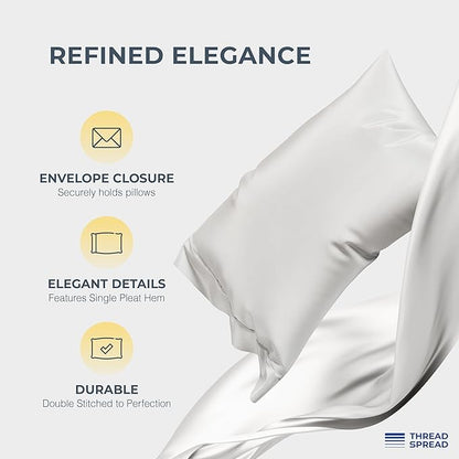 THREAD SPREAD 100% Egyptian Cotton Split King Sheets Sets for Adjustable Bed - Luxury 1500 Thread Count Split Top King Sheets (5 PC, Light Grey), Soft, Cooling, Sateen Weave 17" Deep Pocket Sheet Set