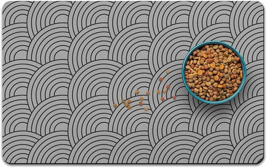 Dog Food Mat for Floors, Absorbent and Quick-Drying Pet Cat Food Mat,Anti-Fouling and Easy-to-Clean Pet Feeding Mat,Dog Bowl Mats for Messy Drinking Water Bowls.16 x24inch Boho Style