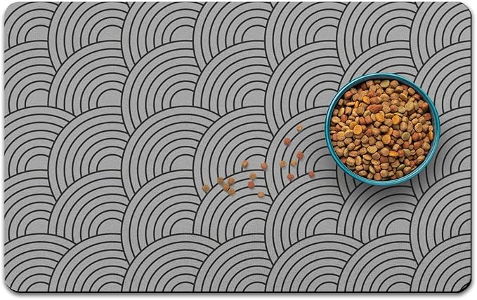 Dog Food Mat for Floors, Absorbent and Quick-Drying Pet Cat Food Mat,Anti-Fouling and Easy-to-Clean Pet Feeding Mat,Dog Bowl Mats for Messy Drinking Water Bowls.12x20inch Boho Style