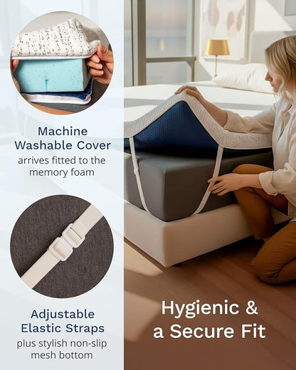 ViscoSoft 4 Inch Memory Foam Mattress Topper Twin - Select High Density Ventilated Mattress Pad - Removable Bamboo-Rayon Cover