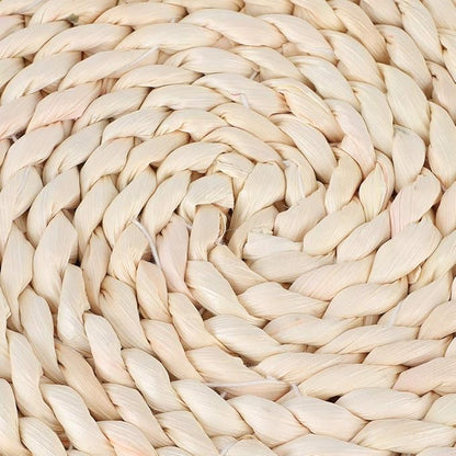 Japanese Round Tatami Hand Woven Floor Cushion, Meditation Yoga Mat, Corn Bran Pouf with Silk Floss Filler, Ergonomic for Zen Tea Ceremony, Home Decor, 40x40x6cm