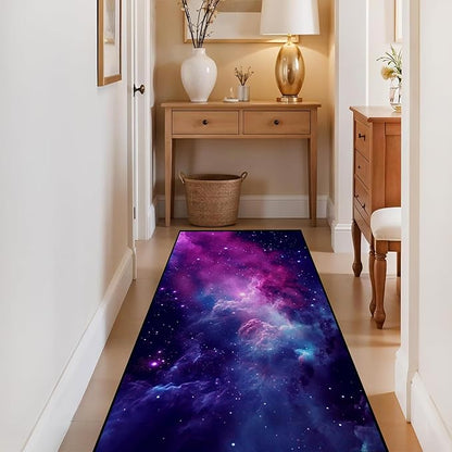Purple Galaxy Rug Space Rugs Colorful Throw Rug Non-Slip Sun and Cloud Carpet Doormats for Living Room Bedroom Apartment Dorm Floor Mat 79 in x 39 in