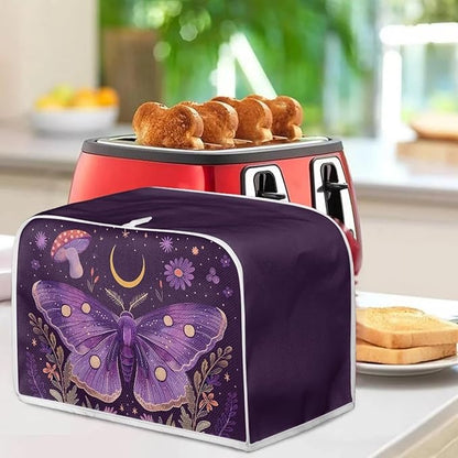 ZFRXIGN Butterfly Toaster Covers 4 Slice Wide Slot Dust Cover Case with Handle Bread Maker Cover Case Small Appliance Covers Toaster Bag Mushroom Moon Night Toaster Cover Purple