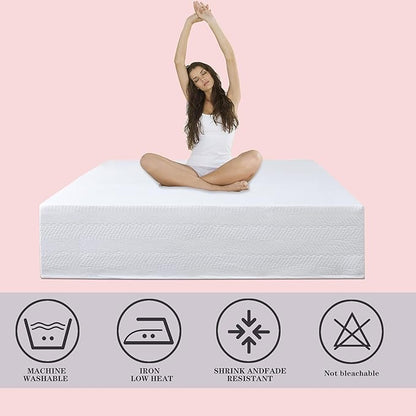 Queen Bed Skirt-Box Spring Cover with 12 Inch Tailored Drop,Wrinkle and Fade Resistant Hotel Wrap Around Bed Skirts,Bed Frame Cover (Wave Pattern White, Queen-12 Drop)