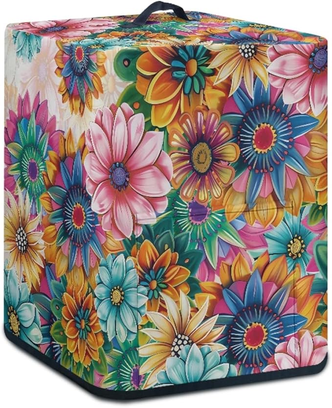 Dust Cover for Air Fryer and Extra Accessories, Dust Proof Easy to Clean Electric Appliance Cover With Pockets and Handle, Boho Flower