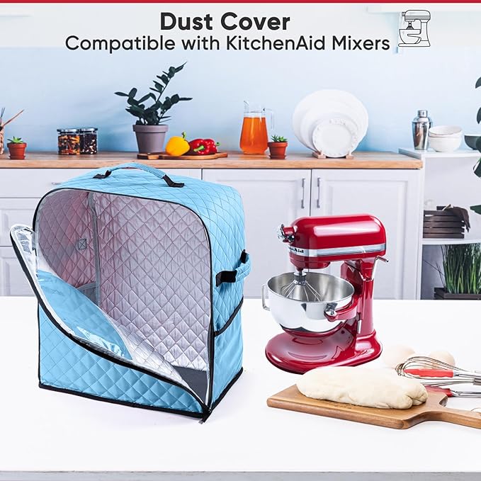 BAGSPRITE Stand Mixer Cover with Appliance Sliders Base Compatible with KitchenAid Mixer-Storage Bag for 6/7/8 Quart with Pockets for Kitchen Aid Accessories and Attachments
