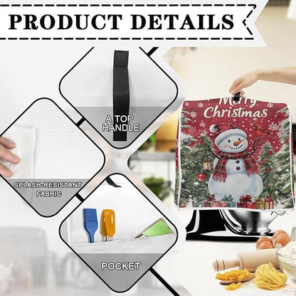 Merry Christmas Stand Mixer Cover Red Snowman Small Appliance Dust Covers For Kitchen Counter Washable Dustproof Cloth Cover for 6-8 Quart Mixers Christmas Kitchen Decor