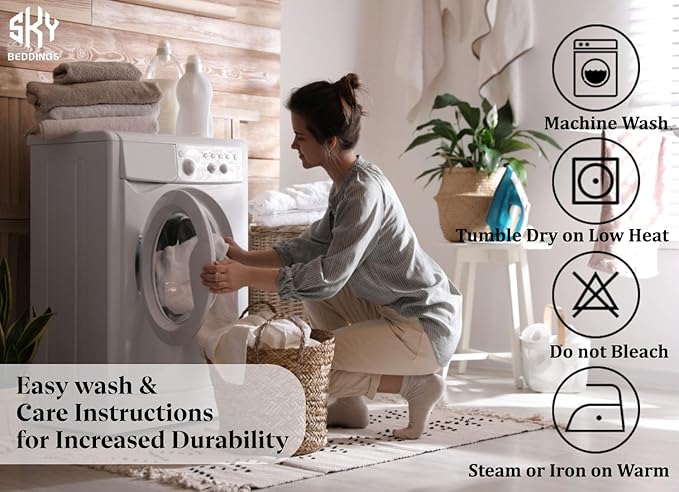 SKY BEDDINGS - Full Size Ruffled Bed Skirt with Split Corners - 18 Inch Drop Dust Ruffle Bed Skirt with Platform Three Sided Coverage - 100% Microfiber, Light Blue