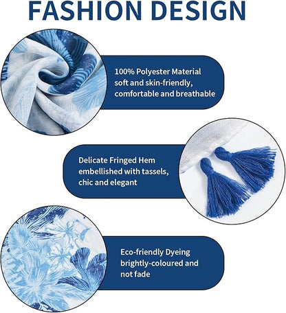 Scarf for Women Lightweight Soft Floral Leopard Printed Scarves Fall Winter Fashion Shawl Wrap with Fringe