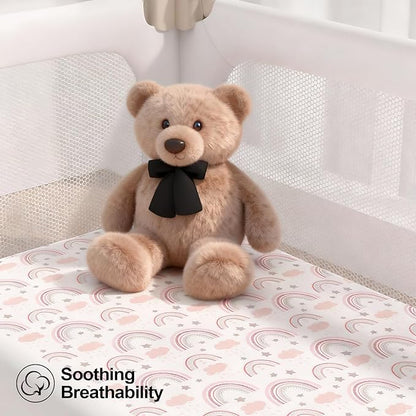 Baby Bassinet Sheets for Baby Boy Girls,4-Pack Fitted Bassinet Sheets Set Compatible with Halo Bassinest Swivel Sleeper,Baby Delight,Angelbliss,32"X16" (Pink Collection)