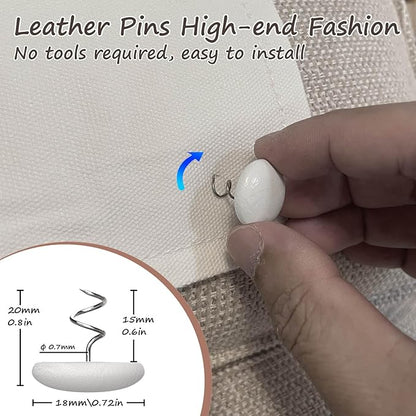 Leather Upholstery Twist Pins for Bed Skirts – 12 Pack Fabric Holders and Tacks for Sofa Covers, Armchairs, and DIY Sewing – Elegant Screw Design Upholstery Accessories (12, White)