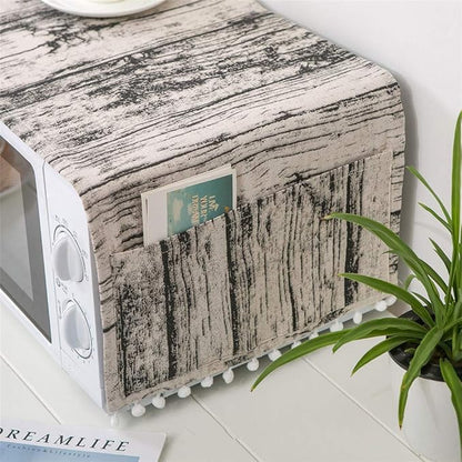 AKOAK 1 Pack 30cm x 90cm/11.81" x 35.43" Household Kitchen Microwave Dust Cover Cotton Linen Oven Cover with Storage Bag Home Decoration Accessories (Wood Grain)