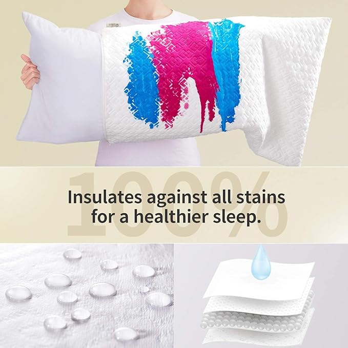 CoolShields Pillow Protector (4 Pack) King – Waterproof Zippered Pillow Covers, Hypoallergenic, Premium Pillowcase Encasement for Better Sleep