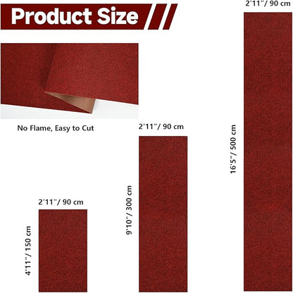 jxgzyy Red Runner Rugs 2'11" x 16'5", Non Slip Entrance Doormat, 0.25” Thickness Indoor Outdoor Carpet Runner with Rubber Backing, Waterproof Custom Size Heavy Duty Floor Mat for Hallway Laundry Patio