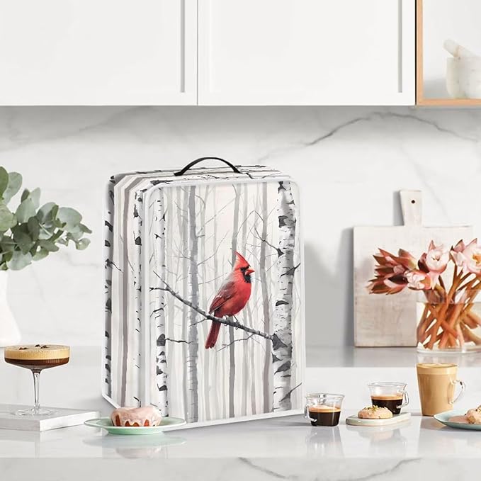 Christmas Cardinal Coffee Maker Cover for Kitchen Counter, Washable Small Appliance Covers with Handle