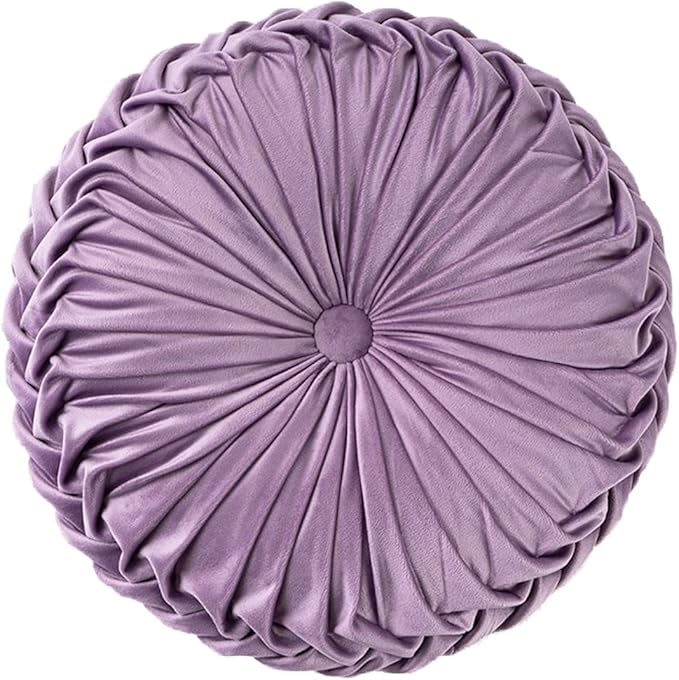 HLOVME Throw Pillow for Couch Decorative 3D Pumpkin Round Velvet Cushion for Sofa Bed Chair Floor 15"X15", Light Purple