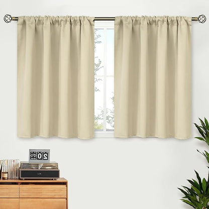 BGment Blackout Kitchen Curtains 36 Inch Length - Short Thermal Insulated Drapes Darkening Privacy with Rod Pocket for RV Bathroom Cafe Window, 2 Panels, 42 x 36 Inch