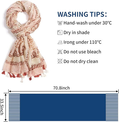 Scarf for Women Lightweight Soft Floral Leopard Printed Scarves Fall Winter Fashion Shawl Wrap with Fringe