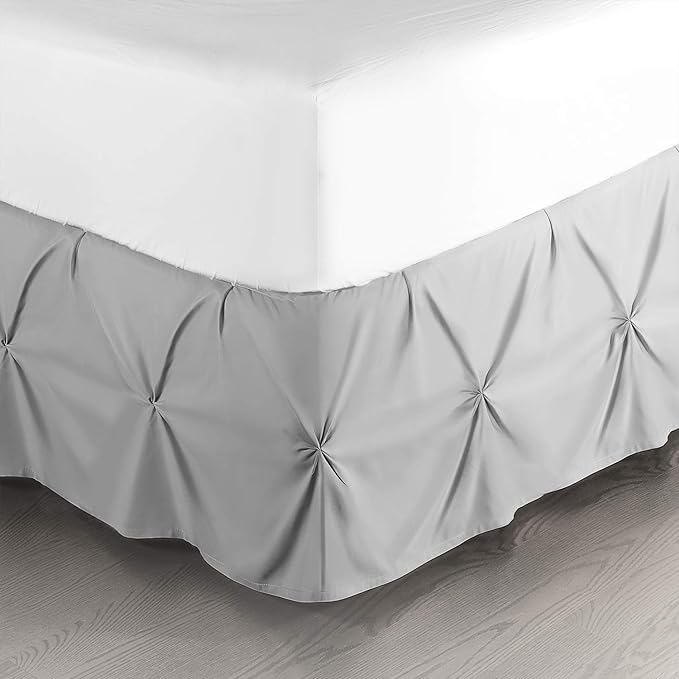 Nestl Premium Microfiber Bedskirt - Twin Size, Pinch Pleat, 14" Drop, Hotel Quality, Light Grey