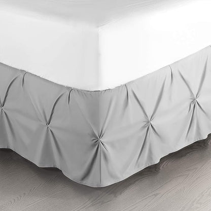 Nestl Premium Microfiber Bedskirt - Twin Size, Pinch Pleat, 14" Drop, Hotel Quality, Light Grey