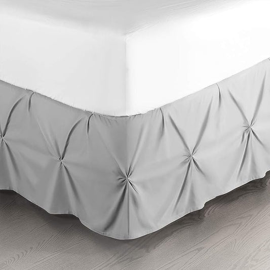 Nestl Premium Microfiber Bedskirt - Twin Size, Pinch Pleat, 14" Drop, Hotel Quality, Light Grey