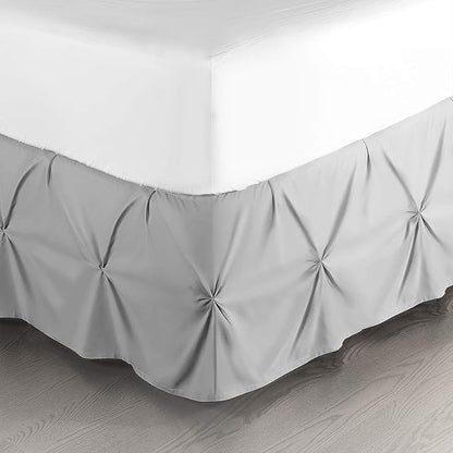 Nestl Light Grey Bed Skirt Full Size, Pinch Pleat Full Bed Skirt, 14" Inch Drop Full Bedskirt, Hotel Quality Light Grey Bed Skirts, Premium Microfiber Bedskirt for Full Bed, Light Grey Full Bed Skirt