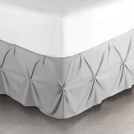 Nestl Light Grey Bed Skirt Full Size, Pinch Pleat Full Bed Skirt, 14" Inch Drop Full Bedskirt, Hotel Quality Light Grey Bed Skirts, Premium Microfiber Bedskirt for Full Bed, Light Grey Full Bed Skirt